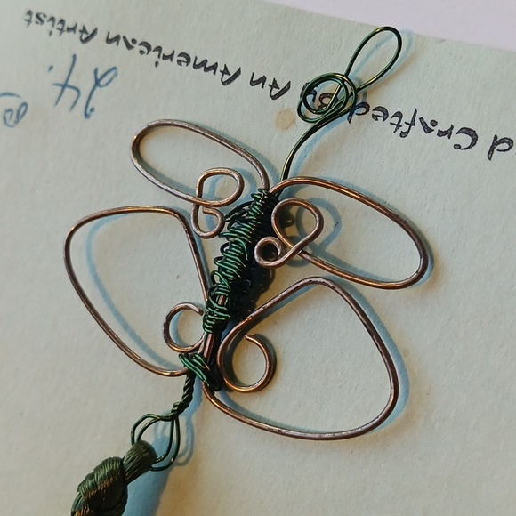 Dragonfly Necklace Vintage Hand Crafted Wire  #eshopchicago Artist - Picture 3 of 5